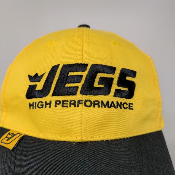 JEGS High Performance Strapback Hat Black Yellow Adjustable Embroidered Logo - Picture 4 of 12